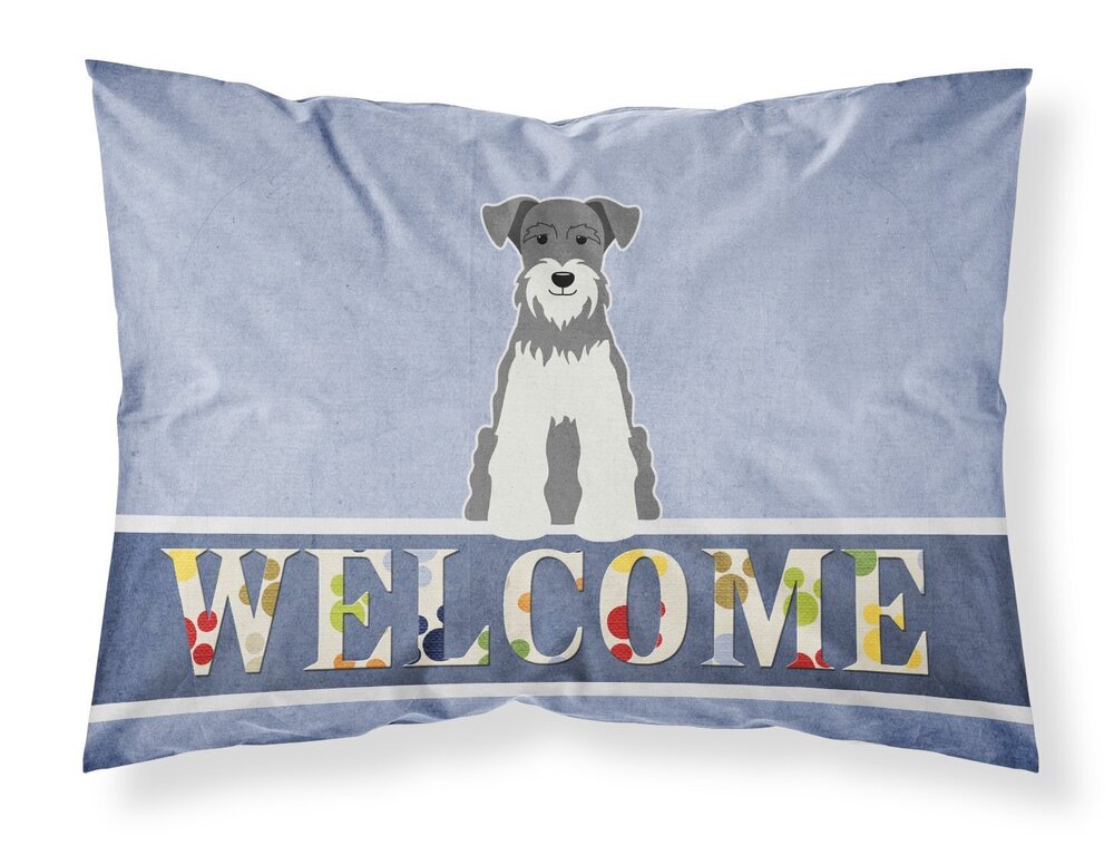 9076 BB5635PILLOWCASE Miniature Schnauzer Salt and Pepper Welcome Fabric